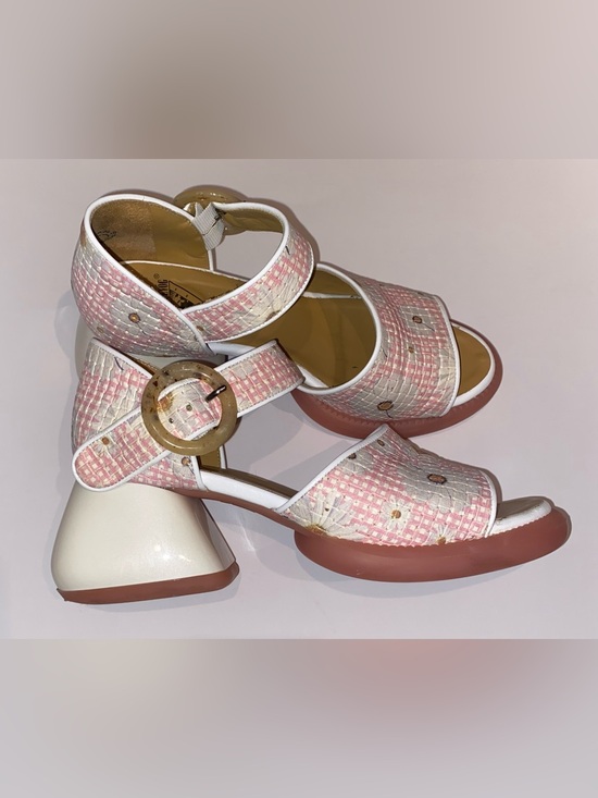 John Fluevog Shoes - Fluevog Pink and white Woven leather Block heel Mary Janes
